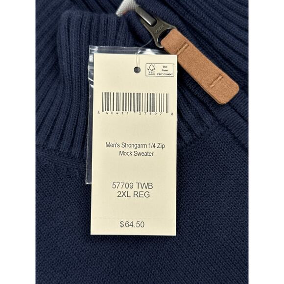 Duluth Trading Co. Strongarm Cotton ¼ Zip Mock Sweater – 2XL Dark Navy Blue NWT - Picture 5 of 6